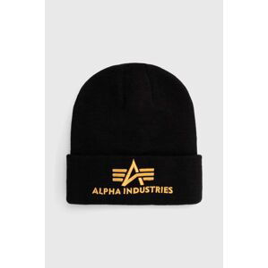 Čiapka Alpha Industries 3D Beanie 168910.583, čierna farba, z tenkej pleteniny