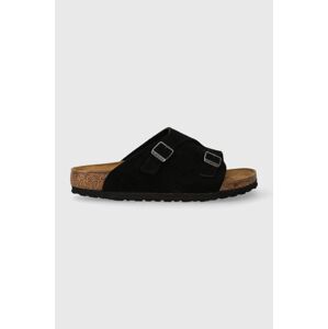 Semišové šľapky Birkenstock dámske, čierna farba