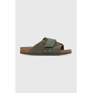 Semišové šľapky Birkenstock dámske, zelená farba