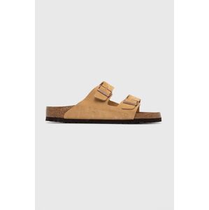 Semišové šľapky Birkenstock pánske, béžová farba