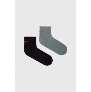 Ponožky HUGO 2-pak pánske, zelená farba