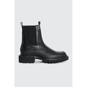 Kožené členkové topánky AllSaints Harlee Boot čierna farba, na plochom podpätku, WF609Z