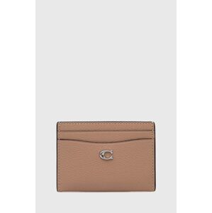 Kožené puzdro na karty Coach Essential Card Case béžová farba