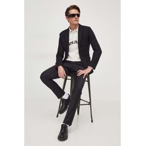 Vlnené nohavice Karl Lagerfeld čierna farba, rovné