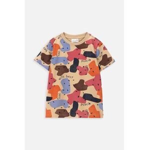 Detské bavlnené tričko Coccodrillo béžová farba, vzorovaný