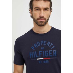 Tričko Tommy Hilfiger pánsky, tmavomodrá farba, s potlačou