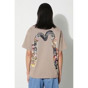 Bavlnené tričko Evisu Kumadori Daruma Double Daicock Printed pánske, béžová farba, s potlačou, 2EAHTM3TS1099RXCT