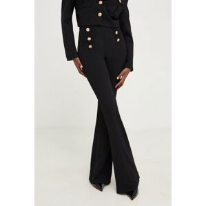 Nohavice Answear Lab dámske, čierna farba, zvony, vysoký pás