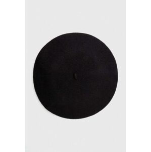 Vlnená baretka Answear Lab čierna farba, vlnený