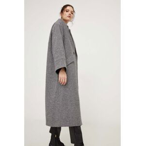 Vlnený kabát Answear Lab šedá farba, prechodný, oversize