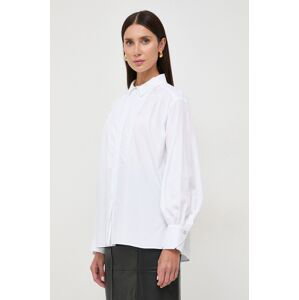 Bavlnená košeľa BOSS dámska, biela farba, regular, s klasickým golierom