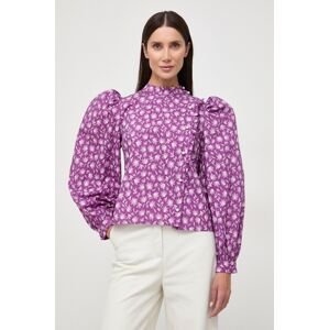 Bavlnená košeľa Custommade dámska, fialová farba, regular
