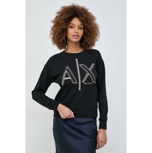 Mikina Armani Exchange dámska, čierna farba, s potlačou