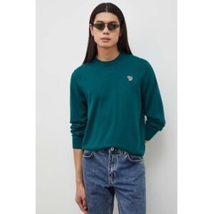 Bavlnený sveter PS Paul Smith zelená farba, tenký