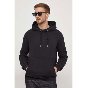 Bavlnená mikina Pepe Jeans Dave Hoodie pánska, čierna farba, s kapucňou, s potlačou