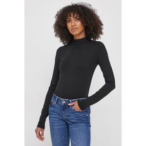 Tričko s dlhým rukávom Calvin Klein dámsky,čierna farba,s polorolákom,K20K206484