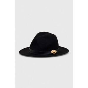 Vlnený klobúk Karl Lagerfeld čierna farba, vlnený