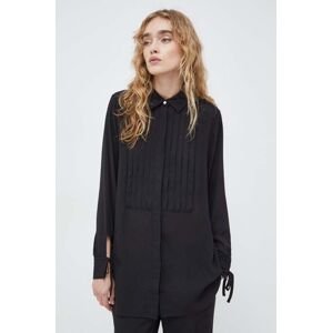 Košeľa Bruuns Bazaar dámska, čierna farba, regular, s klasickým golierom