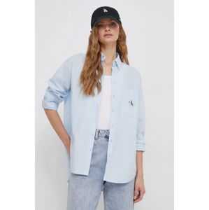 Bavlnená košeľa Calvin Klein Jeans dámska,voľný strih,s klasickým golierom,J20J222610