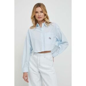 Bavlnená košeľa Calvin Klein Jeans dámska, voľný strih, s klasickým golierom