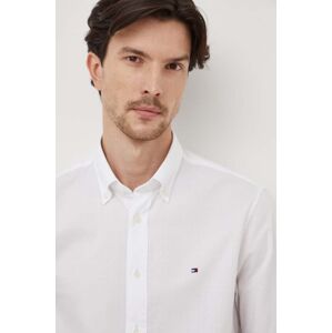 Bavlnená košeľa Tommy Hilfiger pánska, biela farba, regular, s golierom button-down