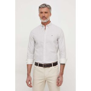 Bavlnená košeľa Tommy Hilfiger pánska, béžová farba, slim, s golierom button-down, MW0MW33778