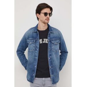 Rifľová košeľa Pepe Jeans Dave Liberty pánska, tmavomodrá farba, regular, s klasickým golierom