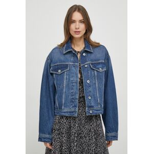 Rifľová bunda Pepe Jeans dámska, tmavomodrá farba, prechodná, oversize