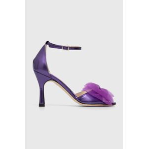 Kožené sandále Custommade Ashley Metallic Tulle fialová farba, 000304046