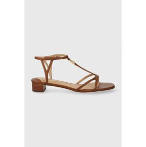 Kožené sandále Lauren Ralph Lauren Fallon dámske, hnedá farba, 802920407005