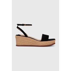 Semišové sandále Lauren Ralph Lauren Leona čierna farba, 802920421001