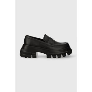 Mokasíny Tommy Jeans TJW CHUNKY LOAFER dámske, čierna farba, na platforme, EN0EN02504