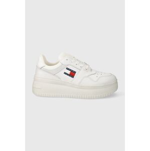 Tenisky Tommy Jeans TJW RETRO BASKET FLATFORM ESS biela farba, EN0EN02506