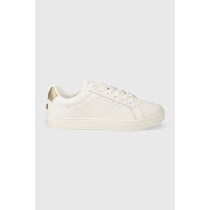 Kožené tenisky Tommy Hilfiger ESSENTIAL CUPSOLE SNEAKER GOLD biela farba, FW0FW07869