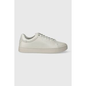 Kožené tenisky Calvin Klein CLEAN CUPSOLE LACE UP šedá farba, HW0HW01863