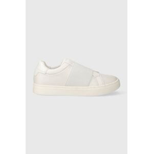 Kožené tenisky Calvin Klein CLEAN CUPSOLE SLIP ON biela farba, HW0HW02007