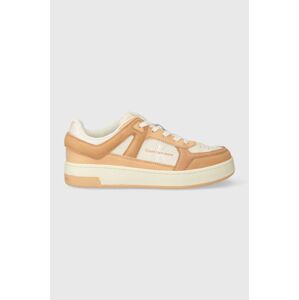 Tenisky Calvin Klein Jeans BASKET CUPSOLE LOW MIX ML FAD oranžová farba, YW0YW01301