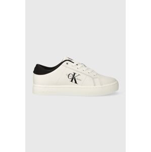 Kožené tenisky Calvin Klein Jeans CLASSIC CUPSOLE LOWLACEUP LTH WN čierna farba, YW0YW01444