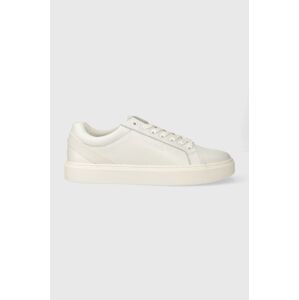 Kožené tenisky Calvin Klein LOW TOP LACE UP ARCHIVE STRIPE biela farba, HM0HM01292