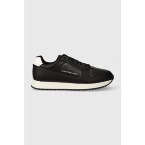 Tenisky Calvin Klein Jeans RETRO RUNNER LOW LTH IN SAT čierna farba, YM0YM00863