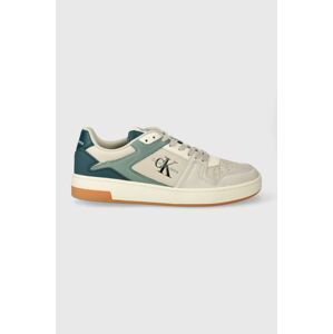 Kožené tenisky Calvin Klein Jeans BASKET CUPSOLE LOW LTH ML FAD tyrkysová farba, YM0YM00884