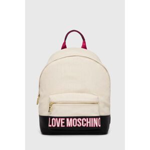 Ruksak Love Moschino dámsky, béžová farba, veľký, s nášivkou