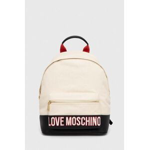 Ruksak Love Moschino dámsky, béžová farba, veľký, s nášivkou