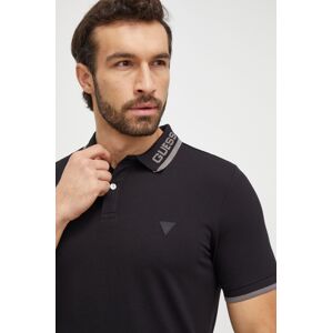 Polo tričko Guess LYLE pánsky, čierna farba, s potlačou, M4RP60 K7O64