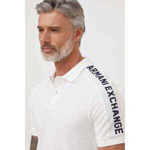 Bavlnené polo tričko Armani Exchange biela farba, s nášivkou