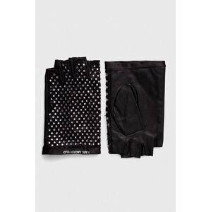 Rukavice bez prstov Karl Lagerfeld dámske, čierna farba