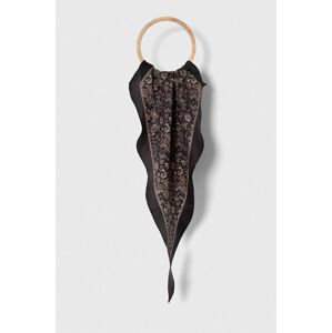 Hodvábna šatka Lauren Ralph Lauren tmavomodrá farba, vzorovaná