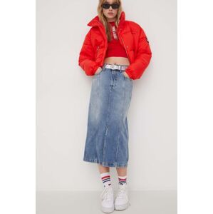 Rifľová sukňa Tommy Jeans midi, puzdrová