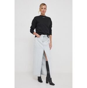 Rifľová sukňa Calvin Klein Jeans midi, rovný strih