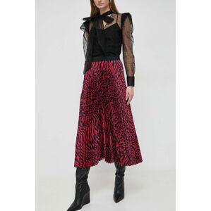 Sukňa Karl Lagerfeld červená farba, midi, áčkový strih